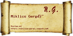 Miklics Gergő névjegykártya